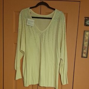 Belle by Kim Gravel Cream Sweater with Silver Accents